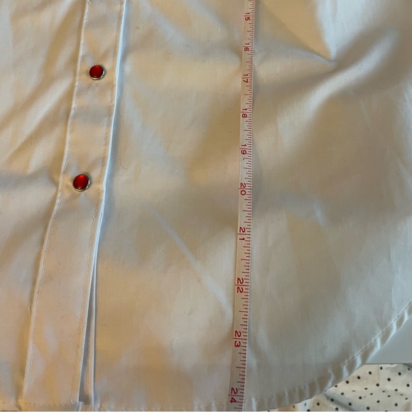 Panhandle Slim White Button Down with Red Ruffle Trim 14 - Picture 4 of 6